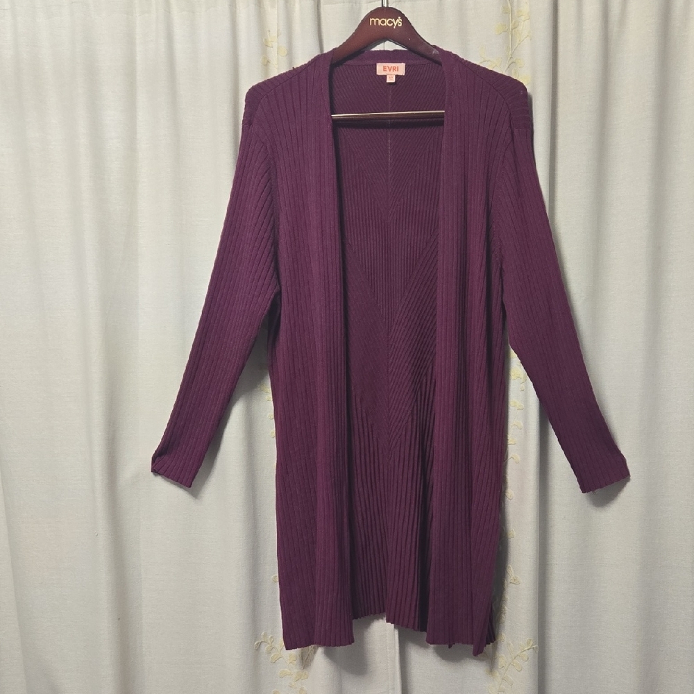 EVRI Purple Cardigan Sweater with Relaxed Fit